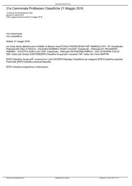 31a Camminata ProBessen Classifiche 21 Maggio 2016