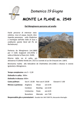 Domenica 19 giugno - Escursione al Monte la Plane