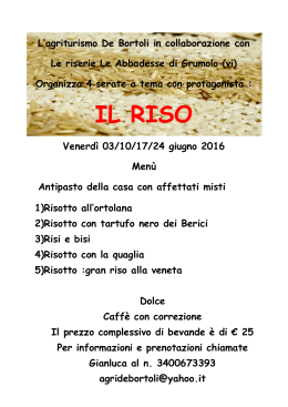 menu` risotti - Agriturismo | De Bortoli