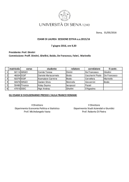 Siena, 31/05/2016 Presidente: Prof. Dimitri Commissione: Proff