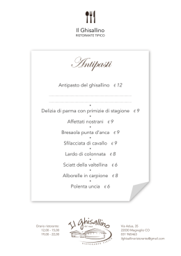 Men&ugrave; - Ristorante Il Ghisallino