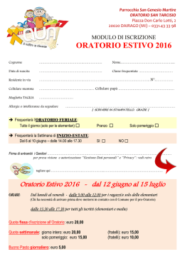 oratorio estivo 2016 - Parrocchia S.Genesio Dairago