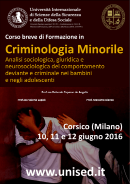Corso Criminologia Minoril - Università Popolare UNISED