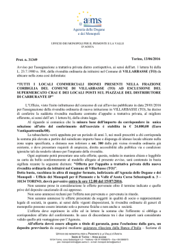 Avviso per l`assegnazione a trattativa privata della rivendita