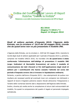N° 82/2016 - Ordine dei Consulenti del Lavoro di Napoli