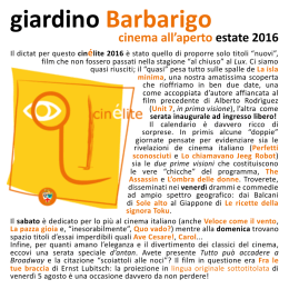 giardino Barbarigo cinema all`aperto estate 2016