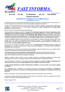 Gruppo FSI: Informativa Unitaria - Contratto Aziendale FS e Mercitalia