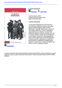 (Documento) Le guerre balcaniche PDF Ebook Gratis Libro