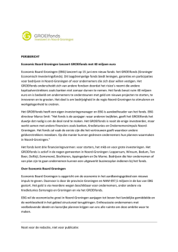 PERSBERICHT Economic Board Groningen lanceert GROEIfonds