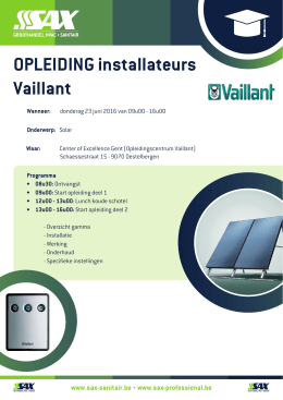 OPLEIDING installateurs Vaillant