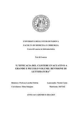 &ldquo;L`EFFICACIA DEL CLISTERE EVACUATIVO A GRANDE E