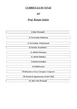 Dott. Renato J. Galzio Curriculum Vitae esteso