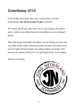 Zomerkamp 2016 - Jong Nederland Schimmert