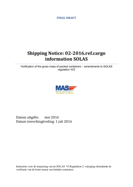 Shipping Notice: 02-2016.ref.cargo information SOLAS