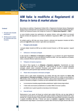 20 giugno 2016 "AIM Italia: le modifiche ai Regolamenti di Borsa in