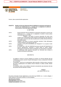 Rettifica del Decreto Rettorale n.284 del 21/06/2016 di emanazione