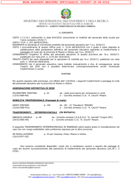 Pubblicazione - Ufficio Scolastico Provinciale di Pesaro e Urbino