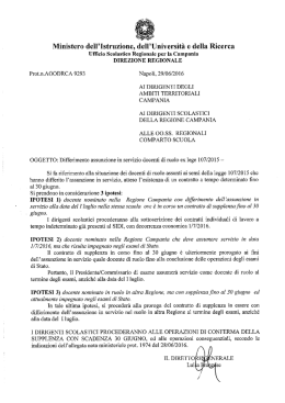 29/06/2016 Immissioni in ruolo
