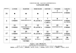 Calendario Raccolta differenziata Luglio 2016 - Cori
