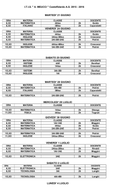 calendario corsi recupero Castelfidardo