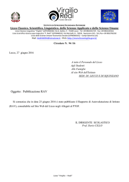 Oggetto: Pubblicazione RAV - Liceo Virgilio-Redi