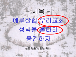 제목 - 예루살렘 우리교회 성벽을 울타리 중건하자