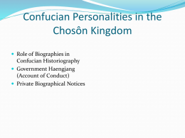 Confucian Personalities in the Chosôn Kingdom