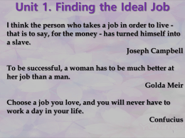 Unit 1. Finding the Ideal Job