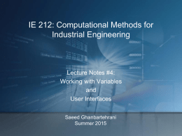 Lecture #4: Variables