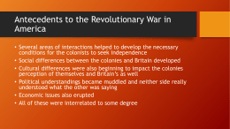 antecedents to the revolutionary war in america