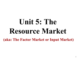 Microeconomics Unit 5- Resource Market