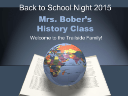 Parent Presentation for Mrs. Bober's Back to School Night
