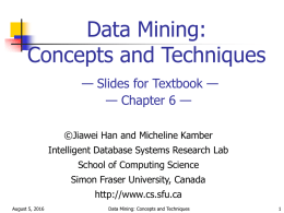 Chap 6: Mining Association Rules in Large Databases