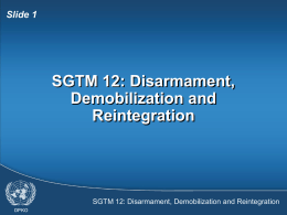 12: Disarmament, Demobilization and Reintegration [ ppt - 5.1 MB]