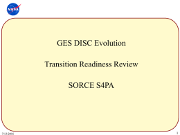 GES DISC Evolution Transition Readiness Review SORCE S4PA