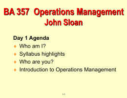 Ch 1: Introduction to Operations Management
