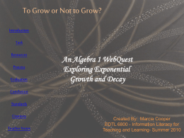 Exponential Growth and Decay Webquest