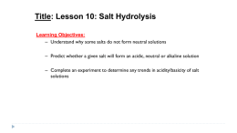 Salt Hydrolysis