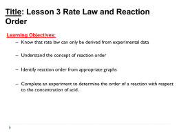 Rate Law and Reaction Order
