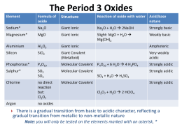 The Period 3 Oxides Summary Chart For Student Reference