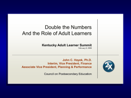 "Double the Numbers and the Role of Adult Learners"
