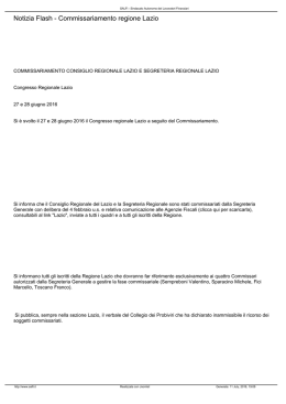 Notizia Flash - Commissariamento regione Lazio