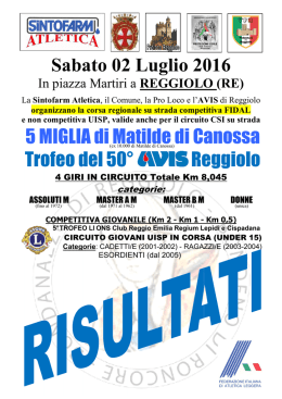 5 Miglia di Matilde di Canossa : Classifiche
