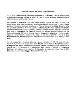 Interventi previsti per la provincia di Bologna Sono 9 gli interventi