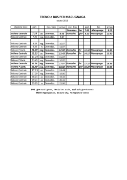 Orario Treno Milano-Domodossola e bus Domodossola
