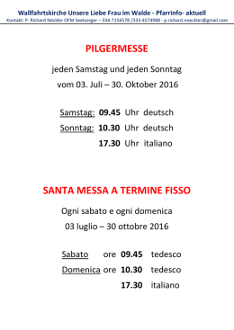 PILGERMESSE SANTA MESSA A TERMINE FISSO
