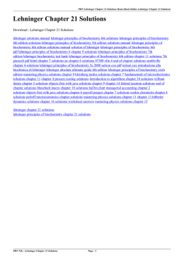 Lehninger Chapter 21 Solutions