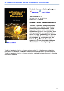 Worldwide Casebook in Marketing Management PDF Online