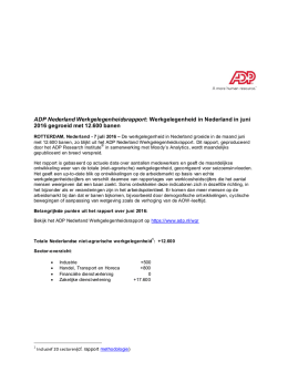 ADP Nederland Werkgelegenheidsrapport: Werkgelegenheid in