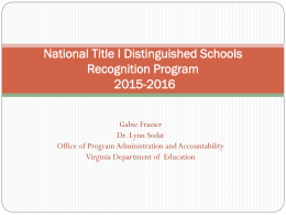 2015-2016 National Title I Distinguished Schools Recognition Program